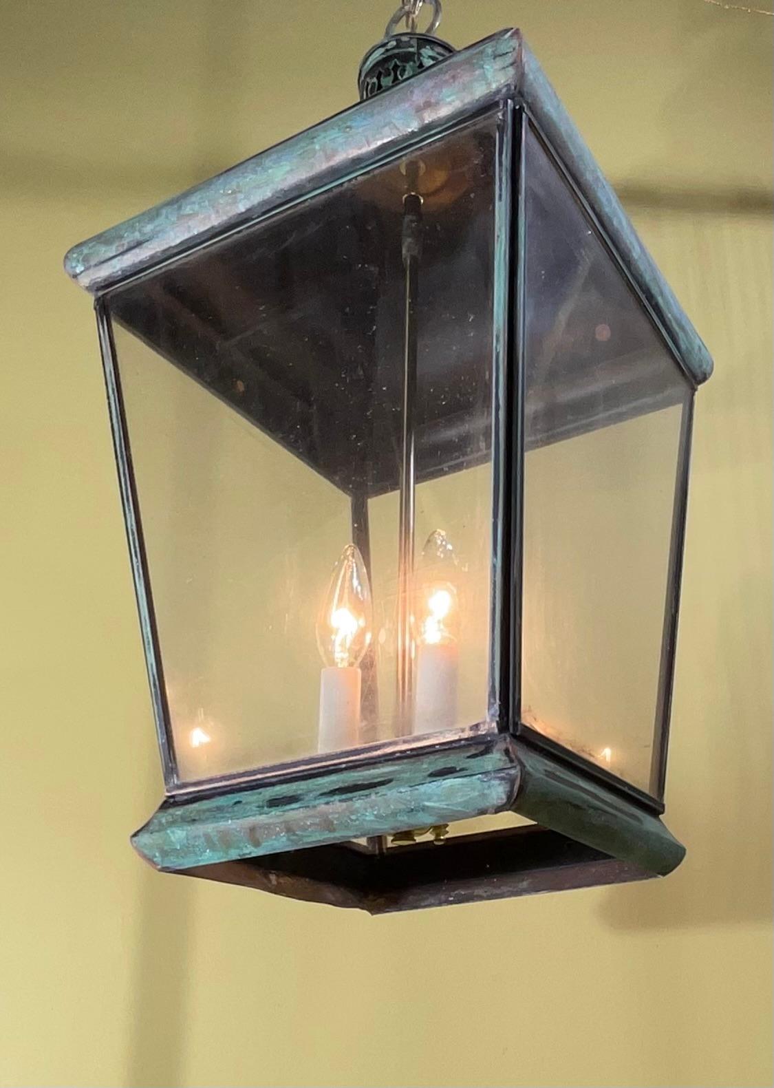 Single Vintage Square Hanging Lantern For Sale 3