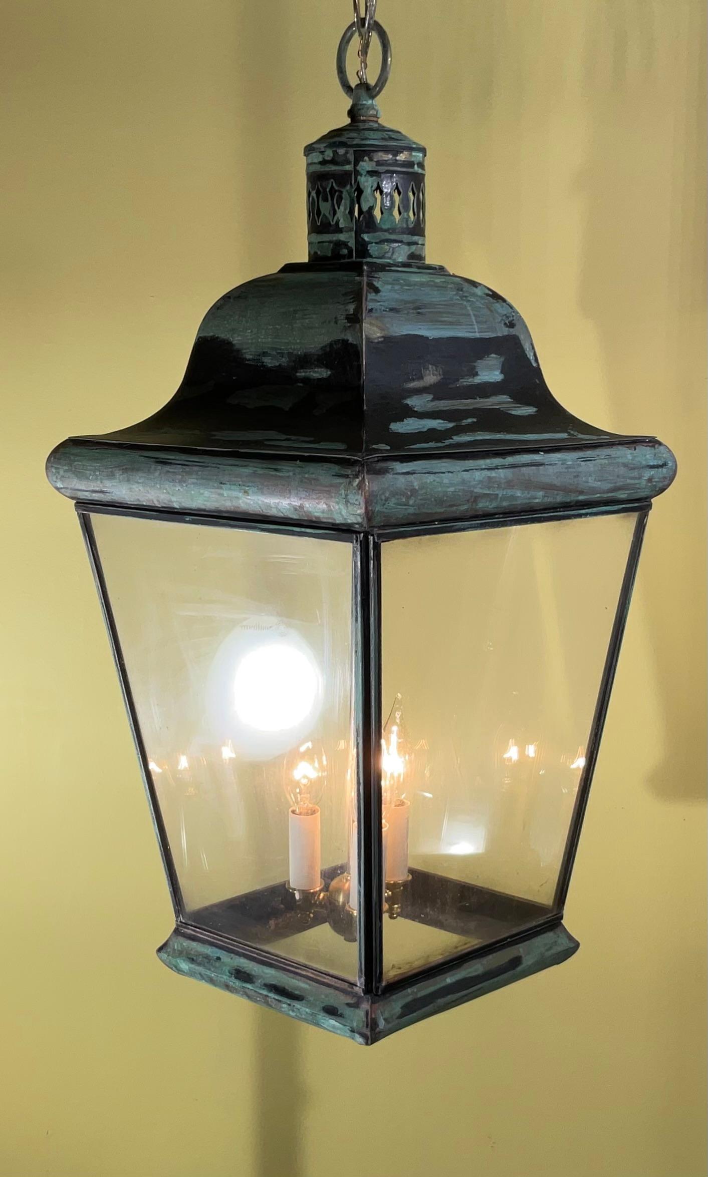 Single Vintage Square Hanging Lantern For Sale 1