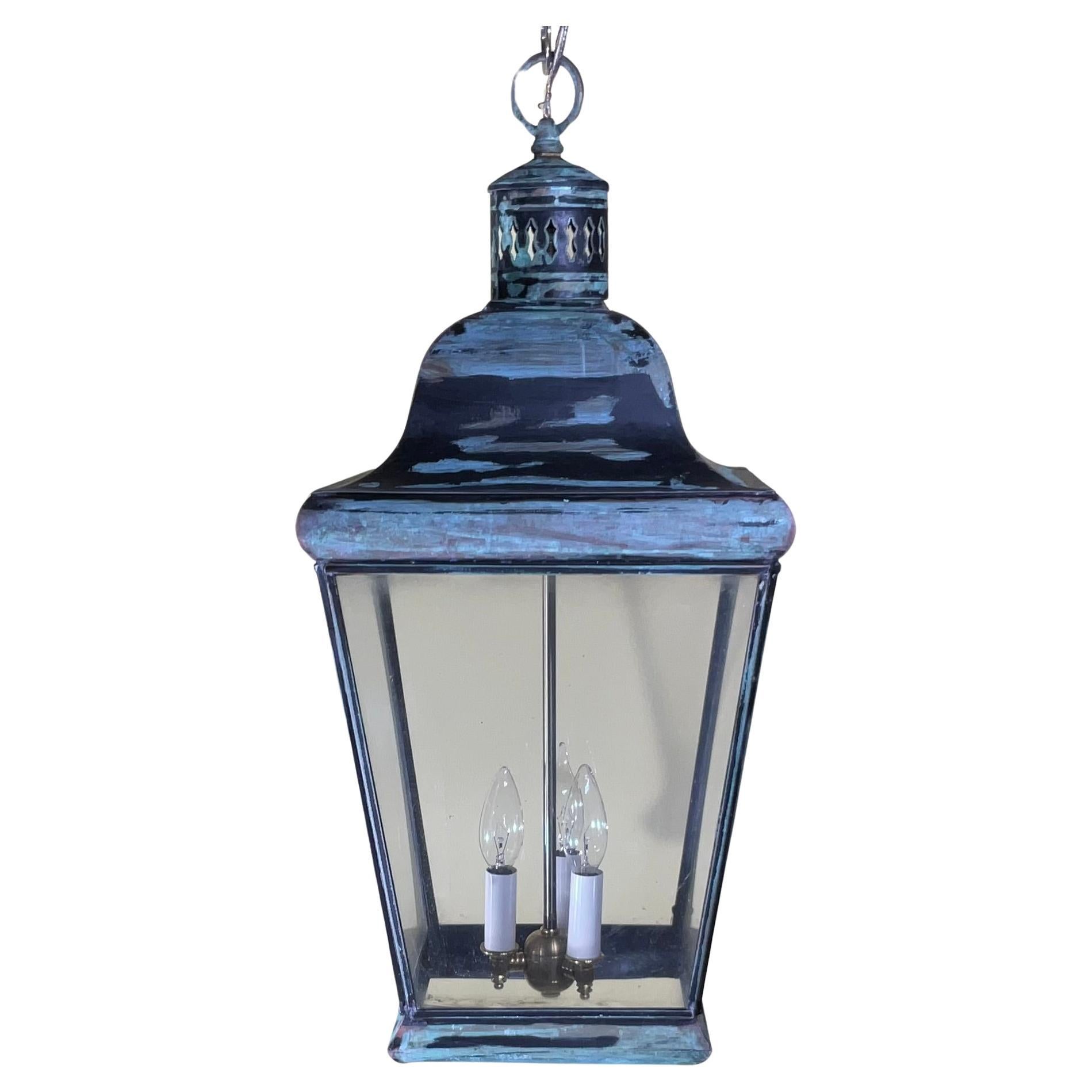 Single Vintage Square Hanging Lantern For Sale