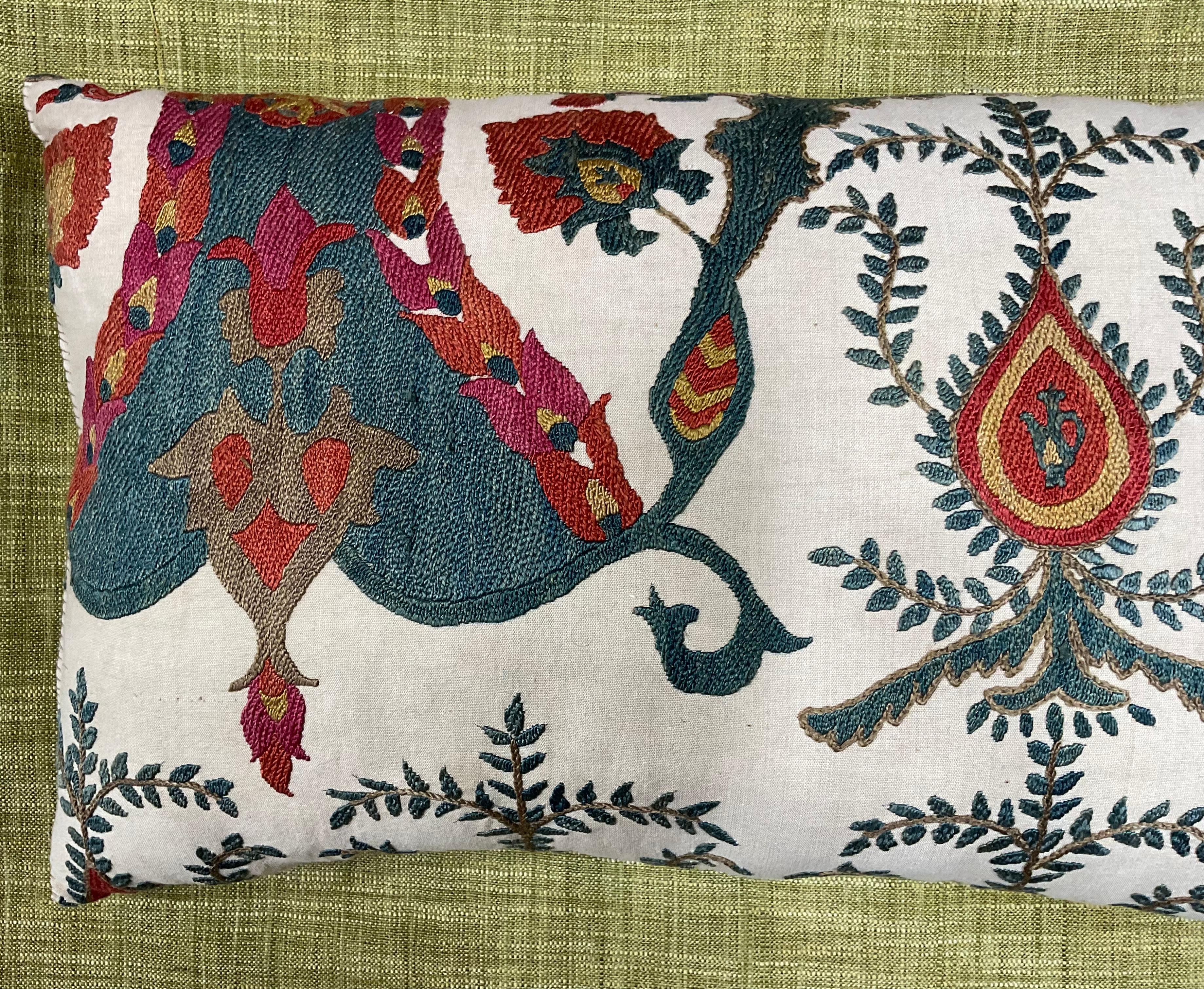 Cotton Single Vintage Suzani Pillow For Sale