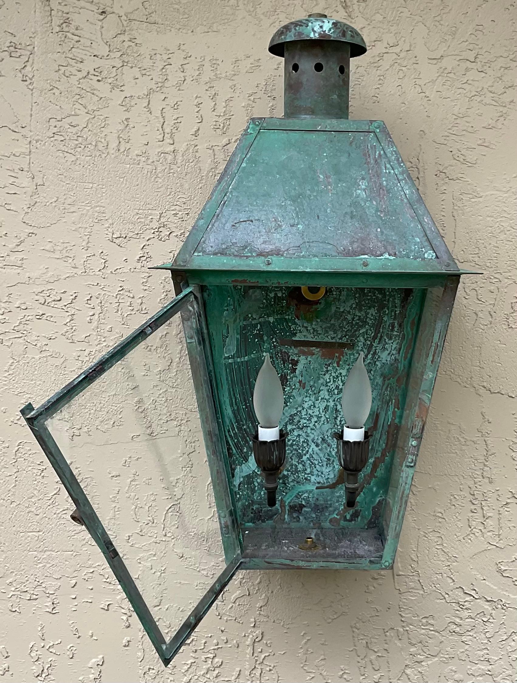 Single Vintage Wall Hanging copper Lantern For Sale 3