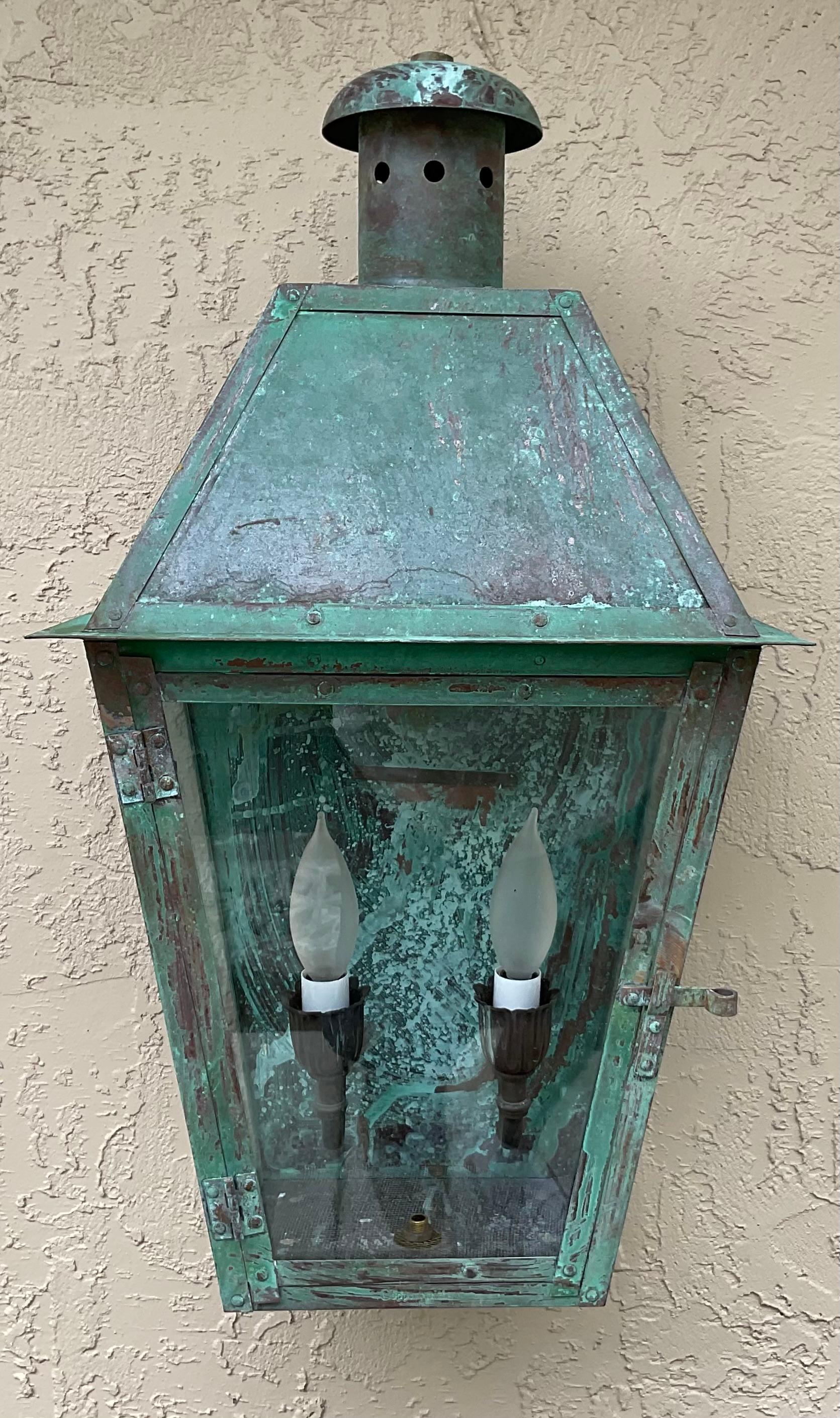 Single Vintage Wall Hanging copper Lantern For Sale 5