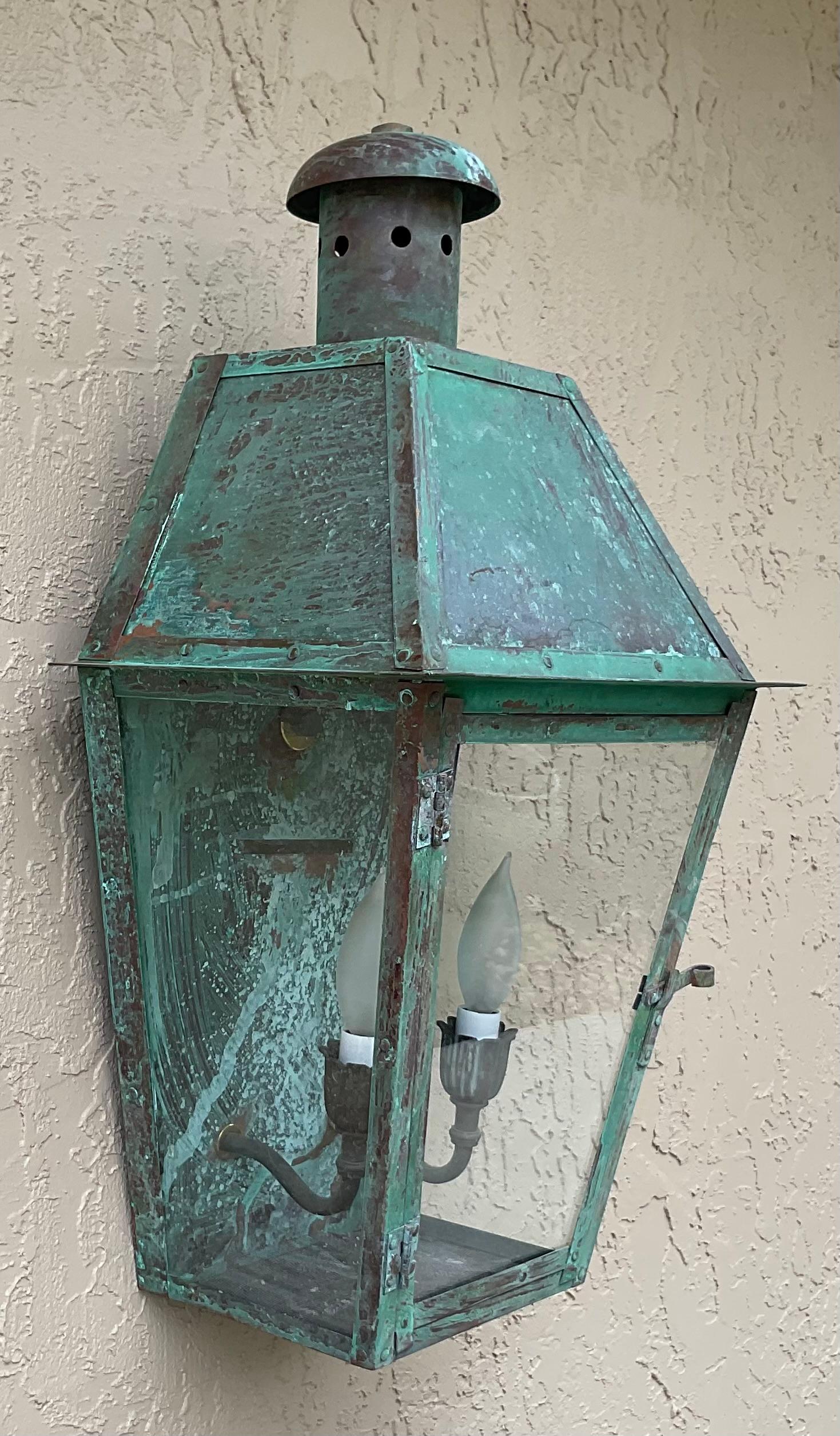 American Single Vintage Wall Hanging copper Lantern For Sale