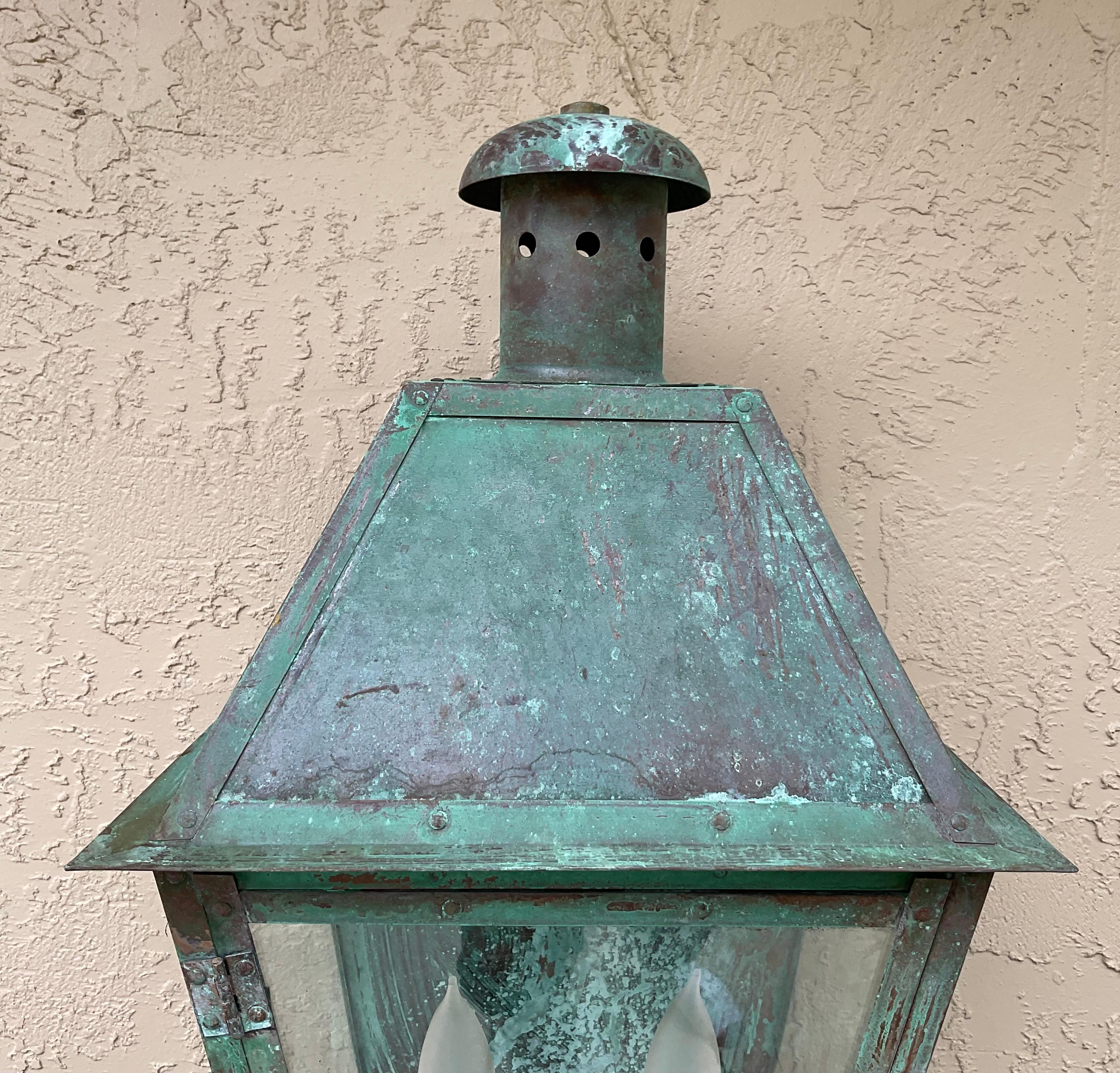 Brass Single Vintage Wall Hanging copper Lantern For Sale