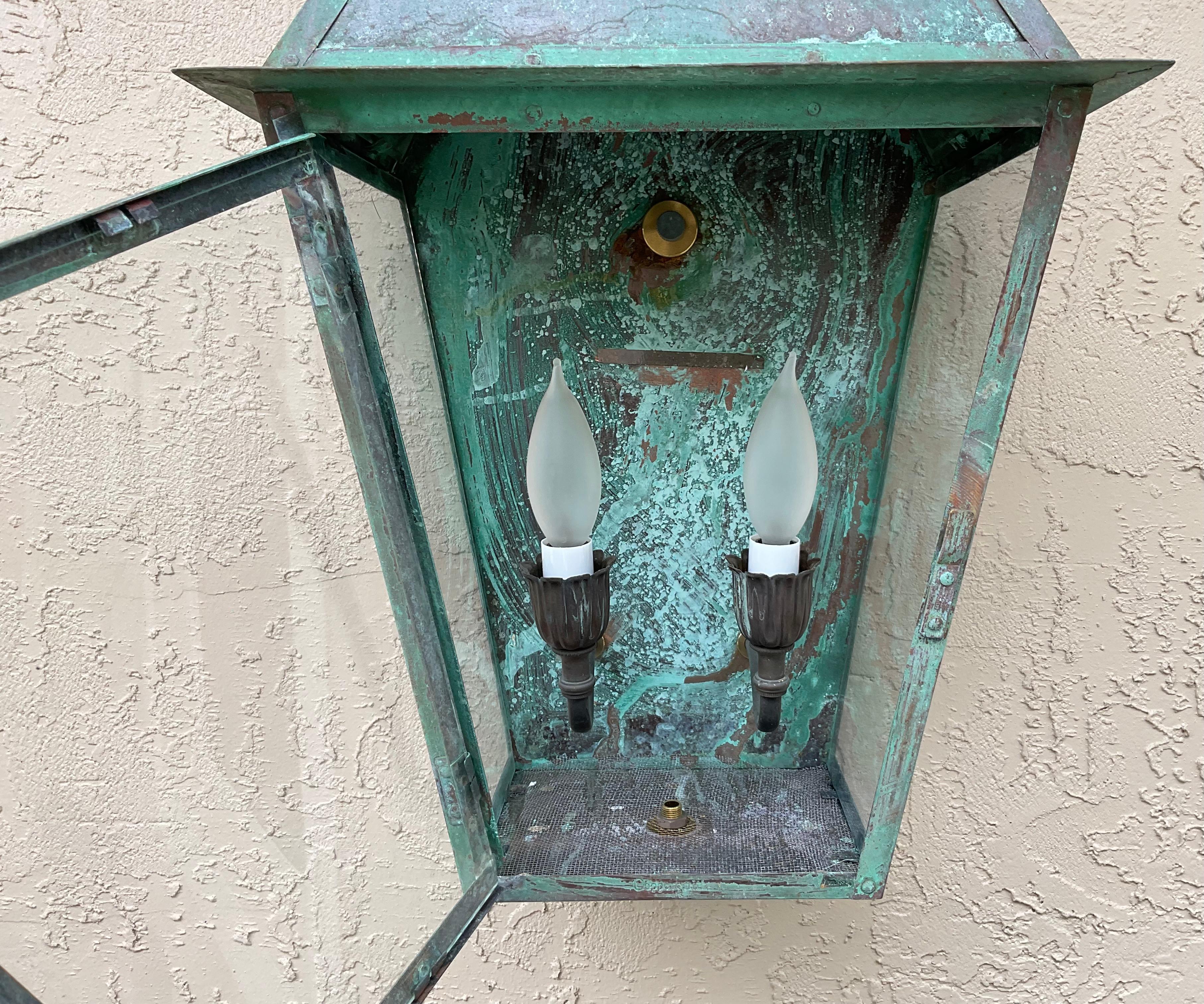 Single Vintage Wall Hanging copper Lantern For Sale 2