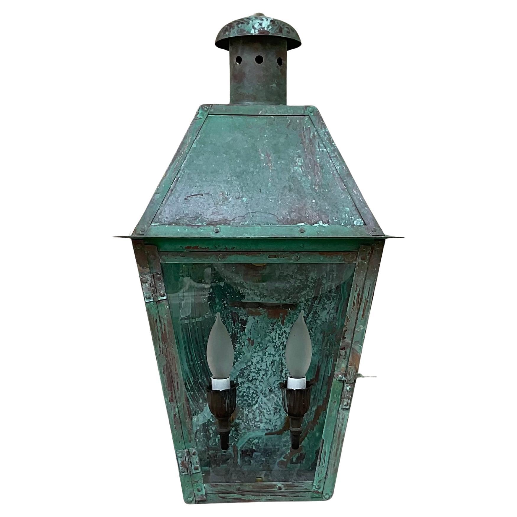 Single Vintage Wall Hanging copper Lantern For Sale