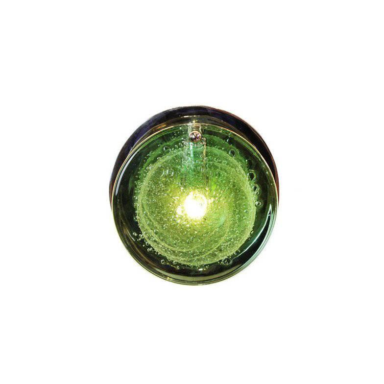 Single Vistosi Murano Green Glass and Nickel Wall Sconces For Sale