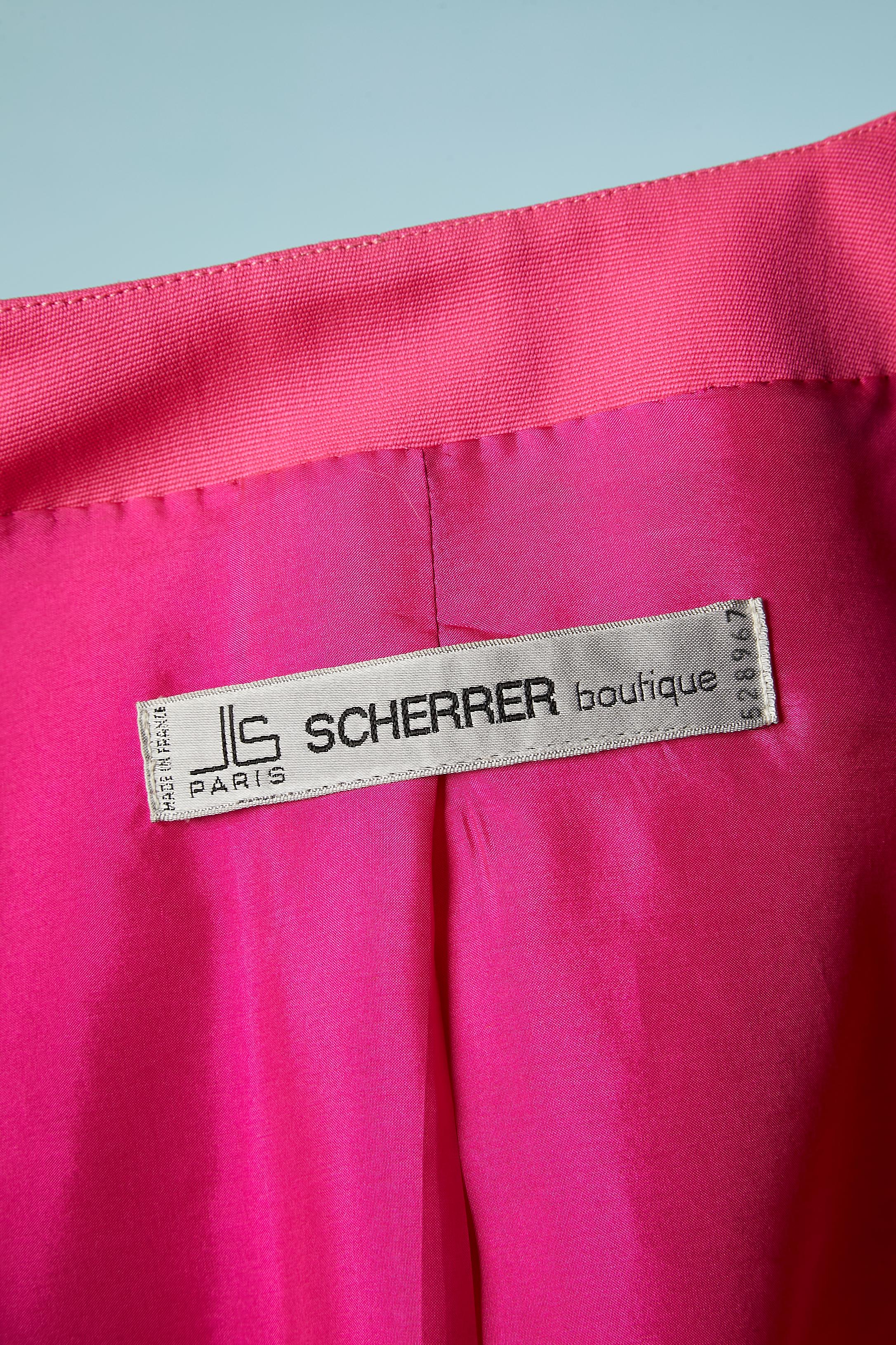 Single-waisted pink cocktail jacket with branded button Scherrer Boutique  For Sale 2