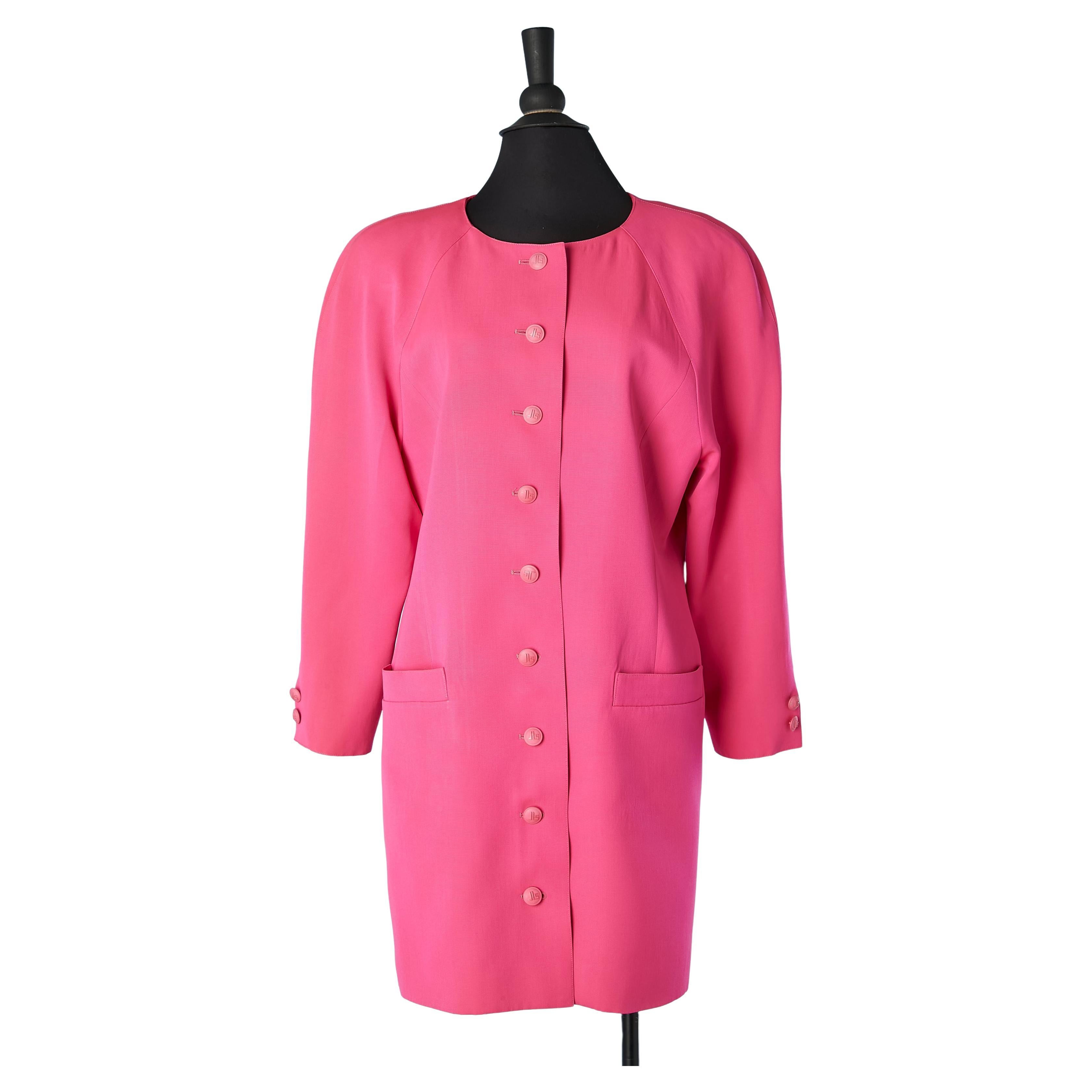 Single-waisted pink cocktail jacket with branded button Scherrer Boutique  For Sale