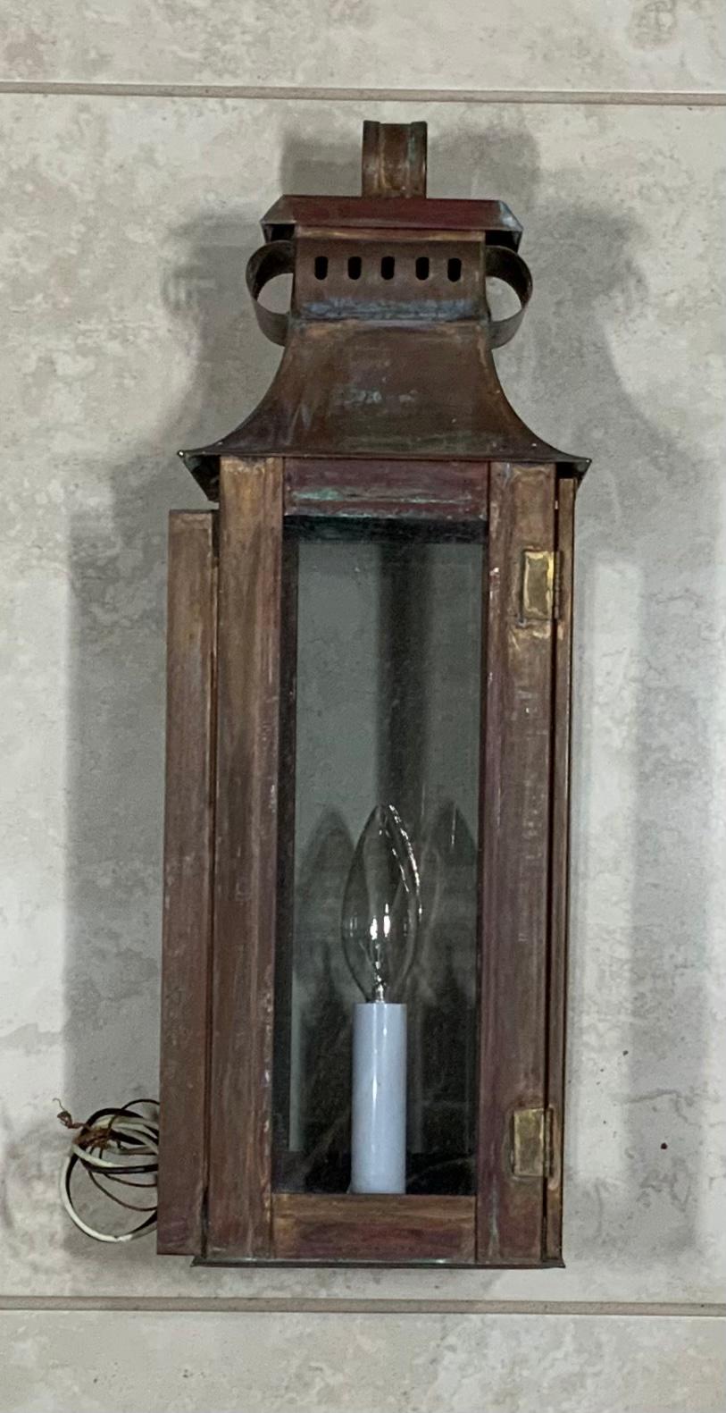 Single Wall Hanging Copper Lantern In Good Condition In Delray Beach, FL