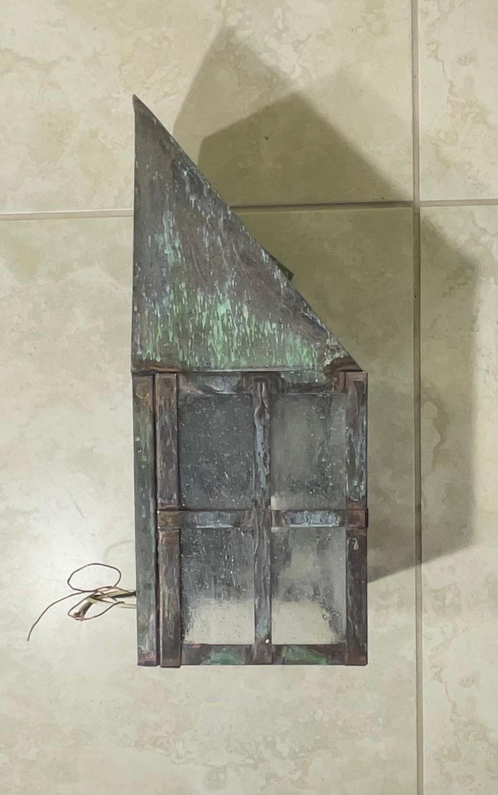 Hand-Crafted Single Wall Hanging Solid Brass Lantern For Sale