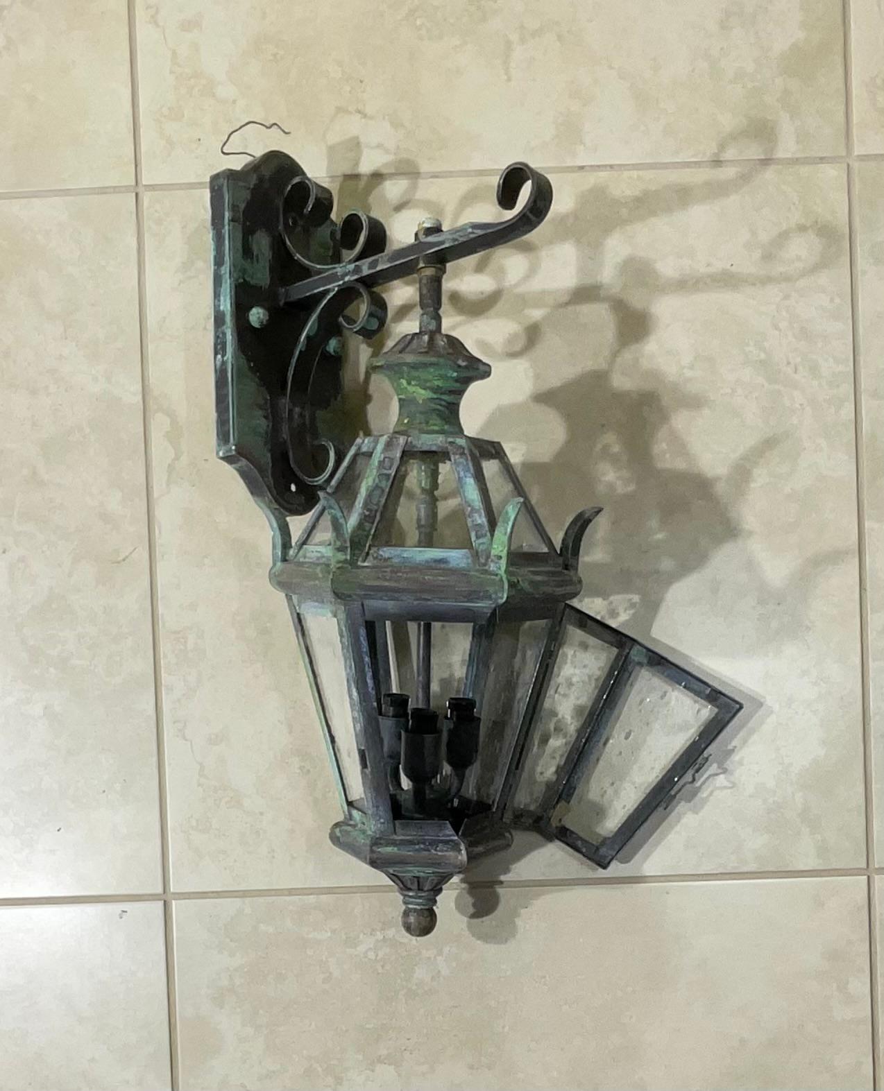 20th Century Single Wall Hanging Solid Brass Lantern For Sale