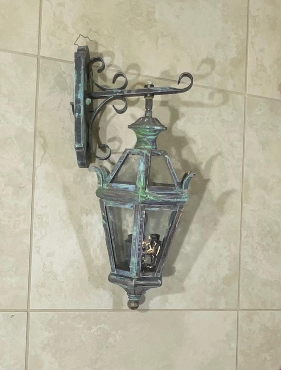 Single Wall Hanging Solid Brass Lantern For Sale 1