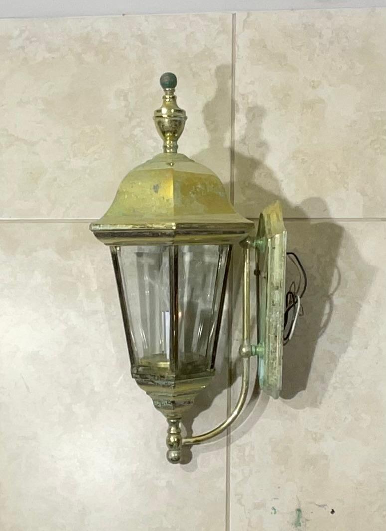 Single Wall Hanging Solid Brass Lantern For Sale 2
