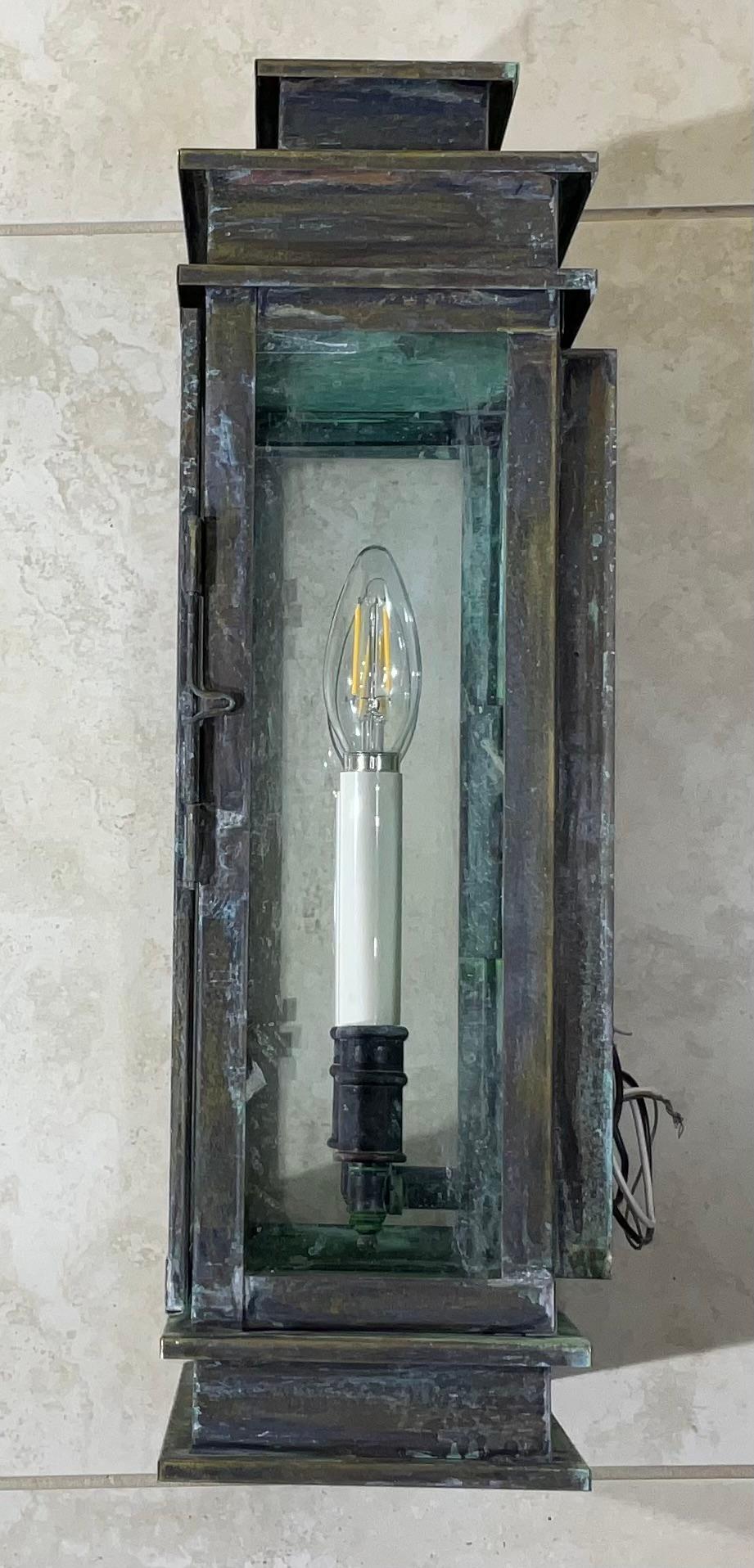 Single Wall Hanging Solid Brass Lantern For Sale 3