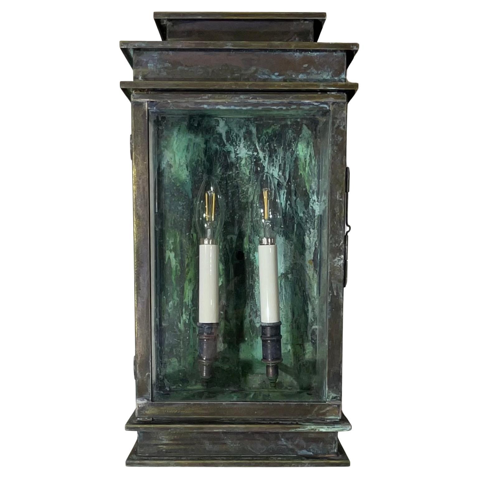 Single Wall Hanging Solid Brass Lantern For Sale