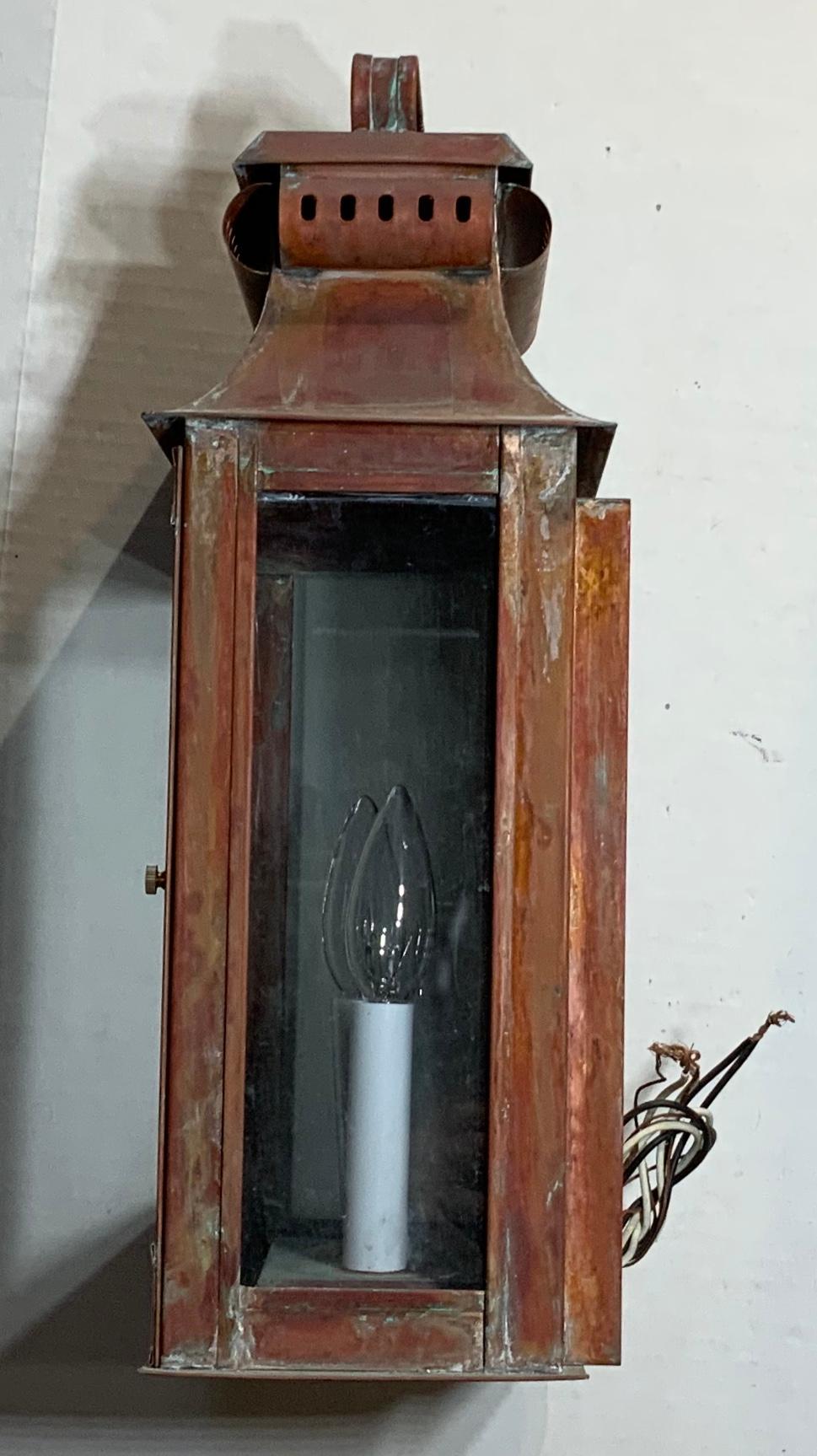 Single Wall Hanging Solid Copper Lantern 2