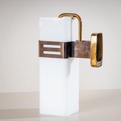 Single Wall Sconce in Opaline Glass and Brass by Stilnovo, Milan, Italy, 1950s