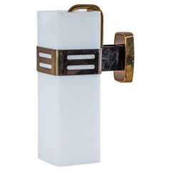 Single Wall Sconce in Opaline Glass and Brass by Stilnovo, Milan, Italy, 1950s