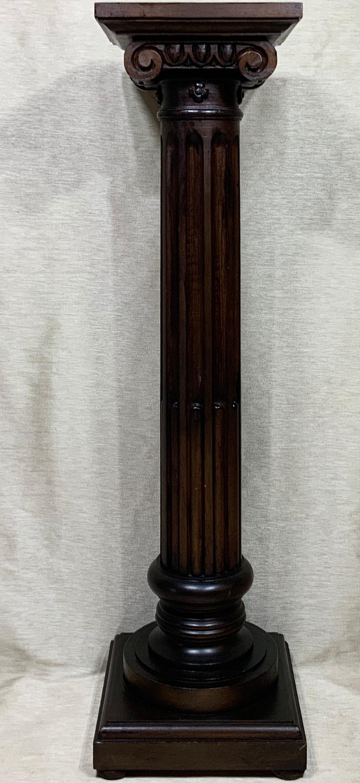 Single Walnut Carved Wood Pedestal 4