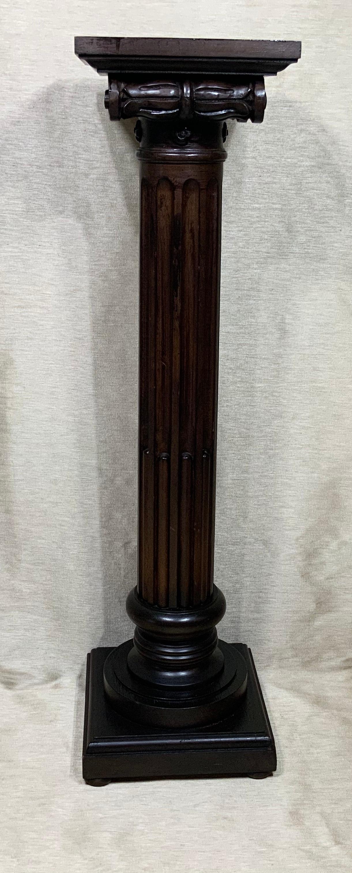 Single Walnut Carved Wood Pedestal 7