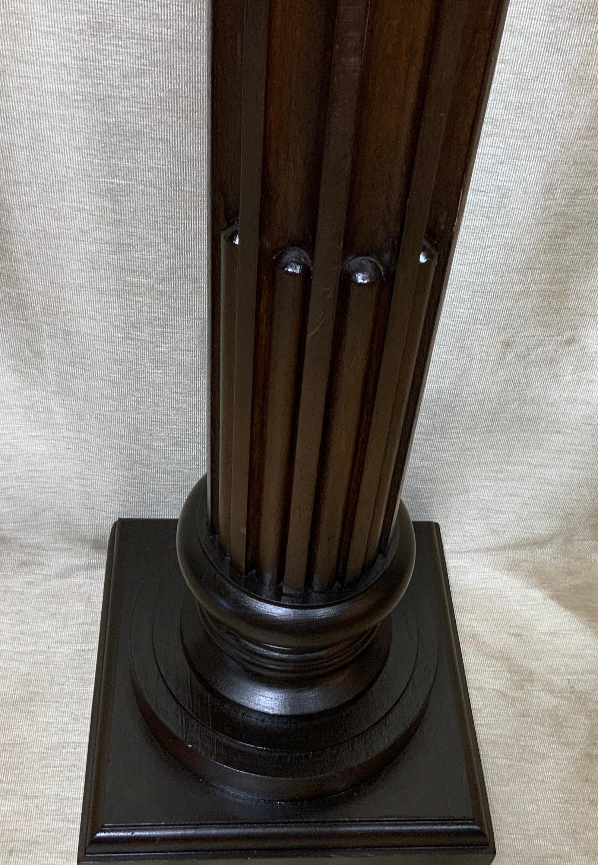 Single Walnut Carved Wood Pedestal In Good Condition In Delray Beach, FL
