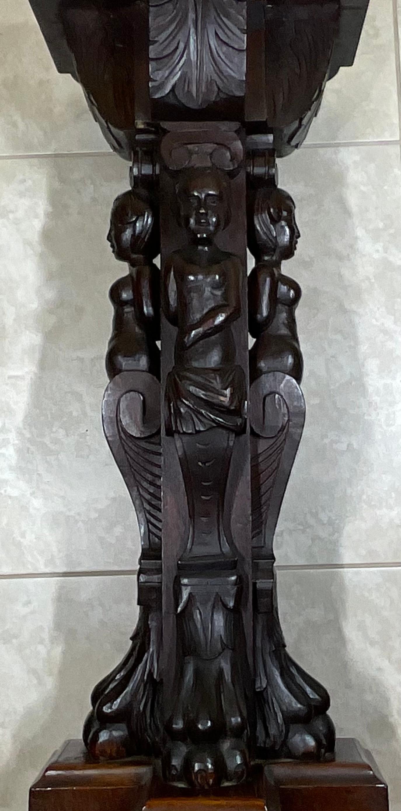 20th Century Single Walnut Carved Wood Pedestal