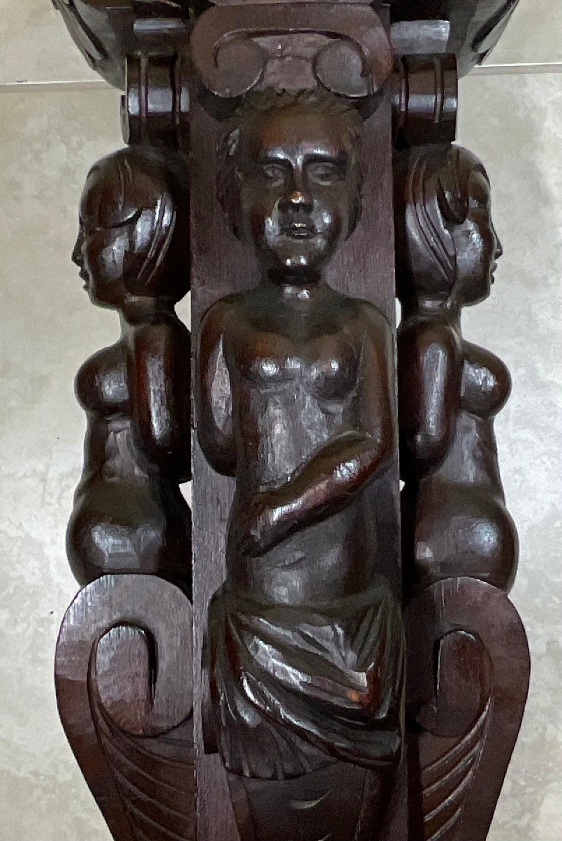 Single Walnut Carved Wood Pedestal 1