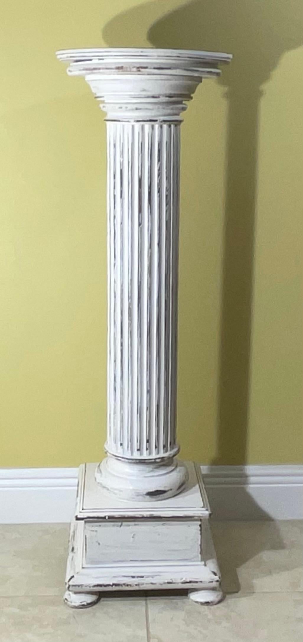 Single Walnut Carved Wood Pedestal For Sale 2