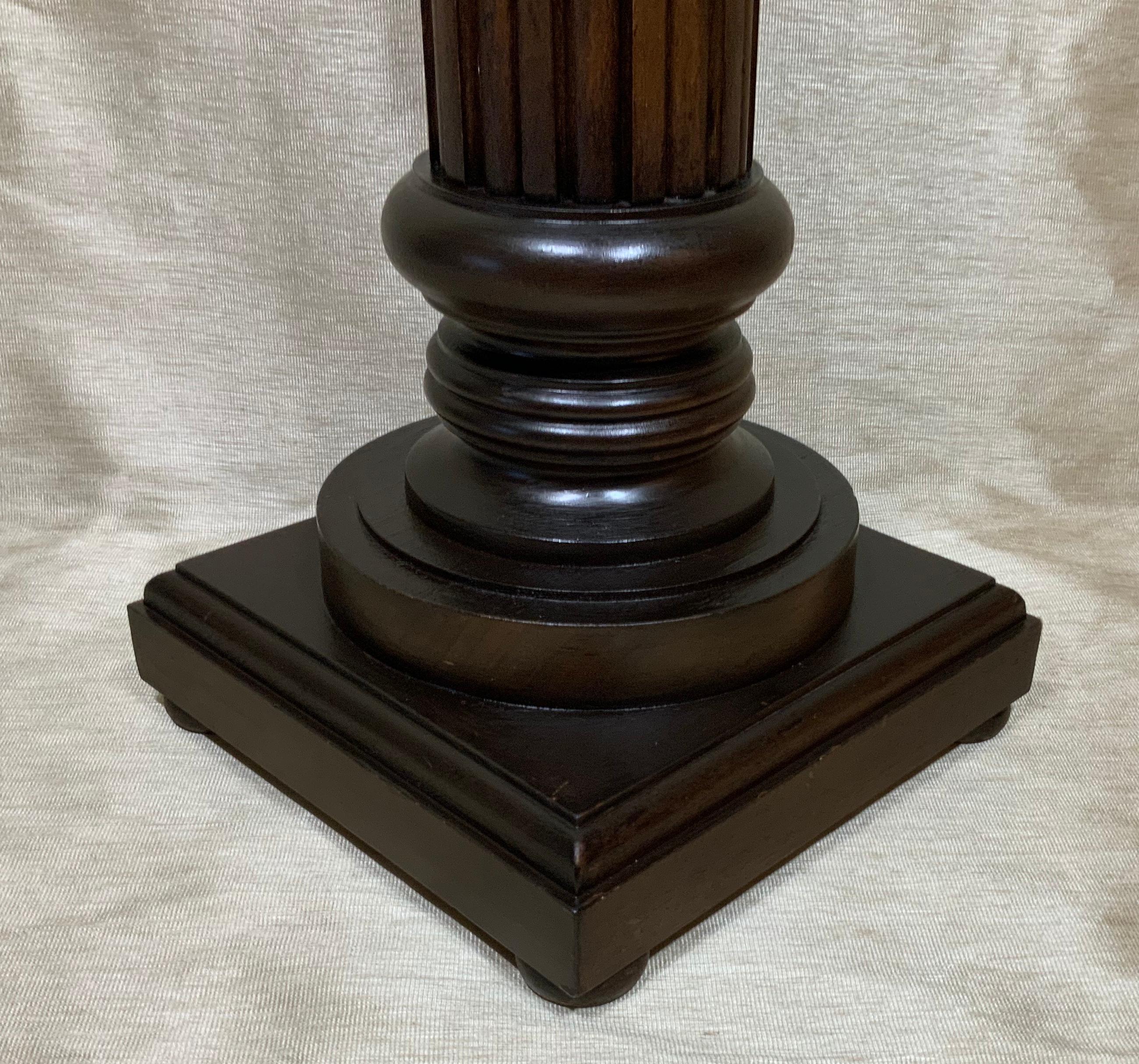 Single Walnut Carved Wood Pedestal 3