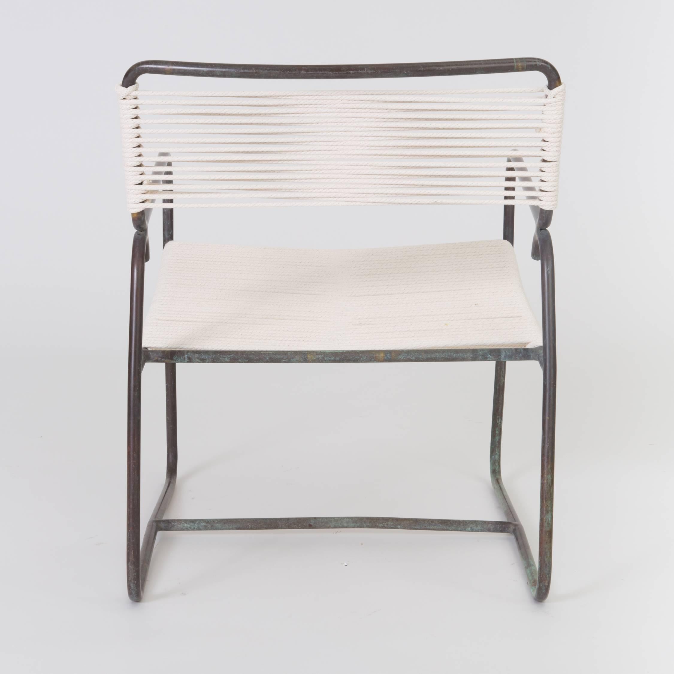 Single Walter Lamb Patio Lounge Chair and Ottoman Set 4