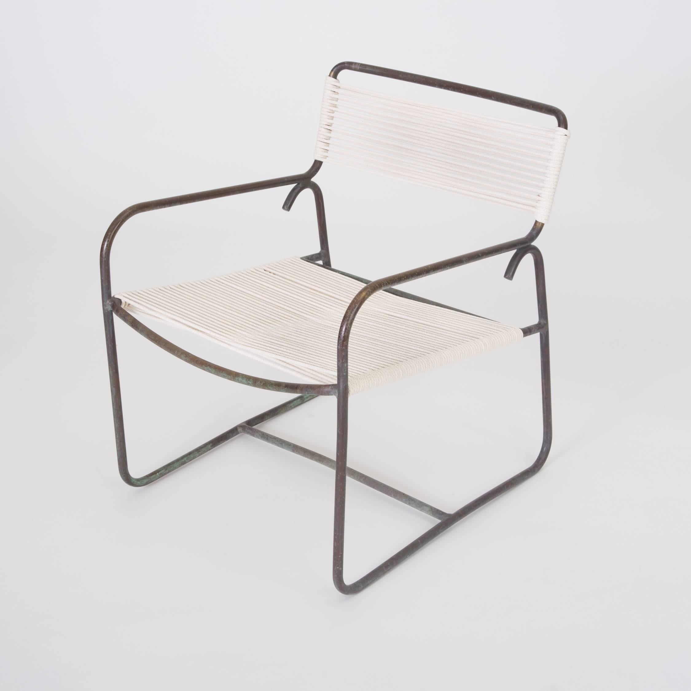 Bronze Single Walter Lamb Patio Lounge Chair and Ottoman Set