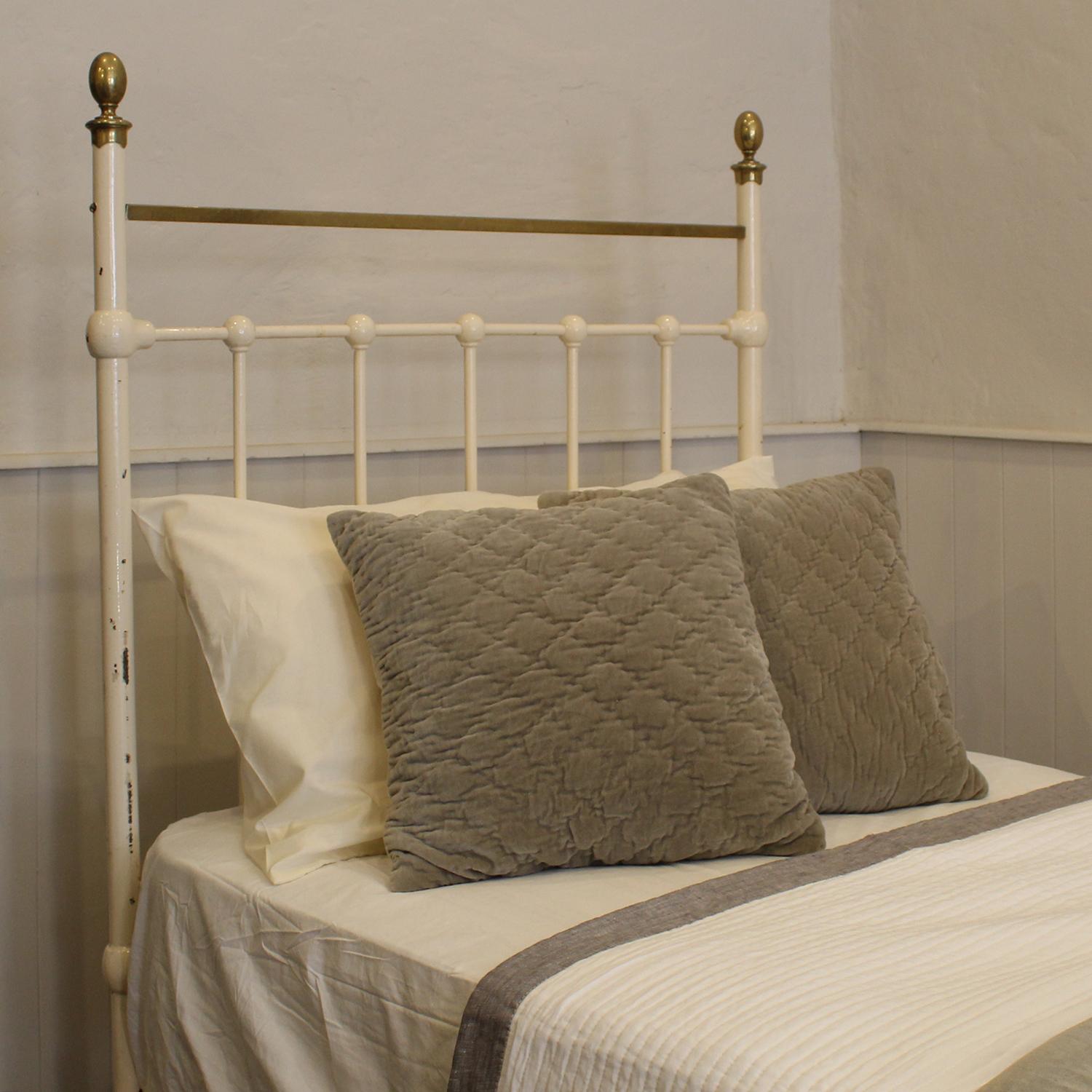 Brass Single White Antique Bed MS64 For Sale