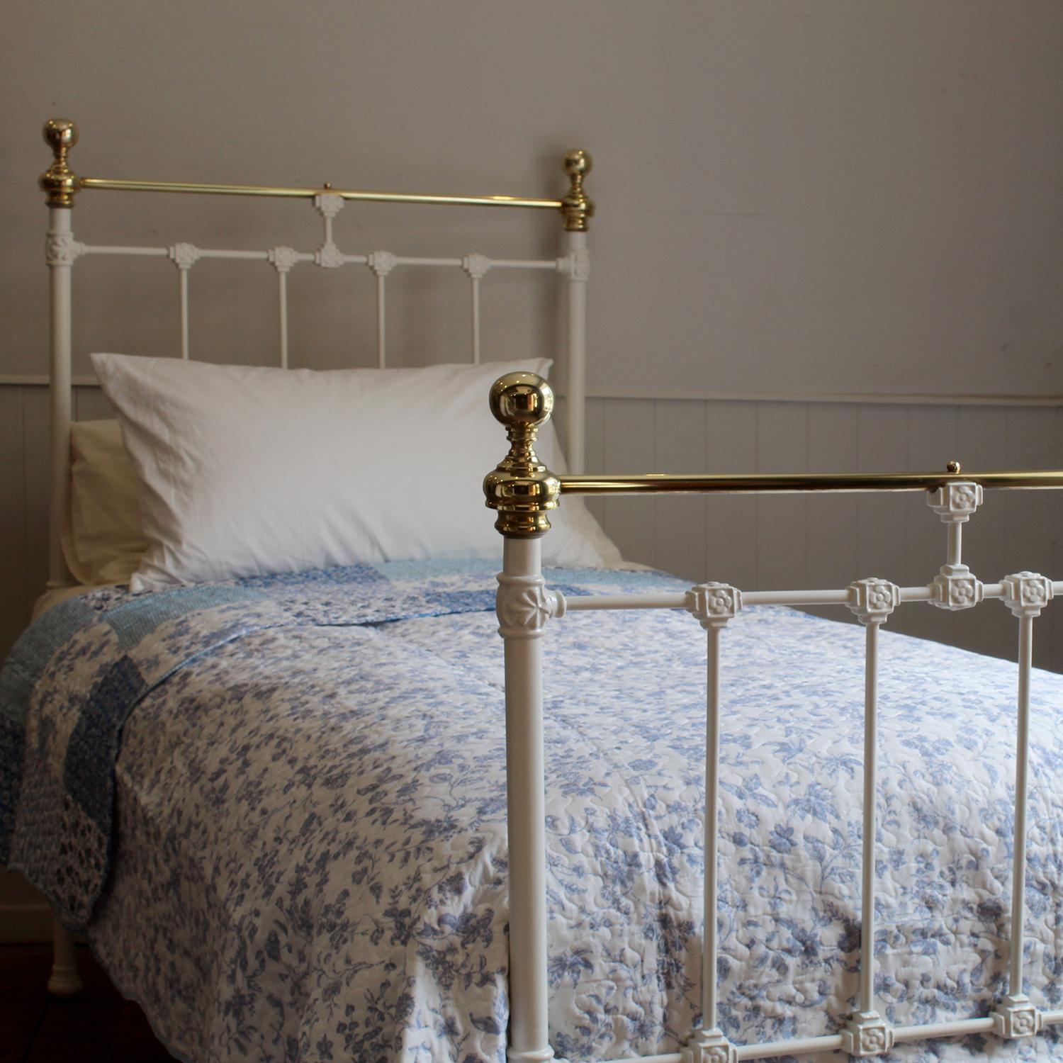 Victorian Single White Brass and Iron Antique Bed MS74