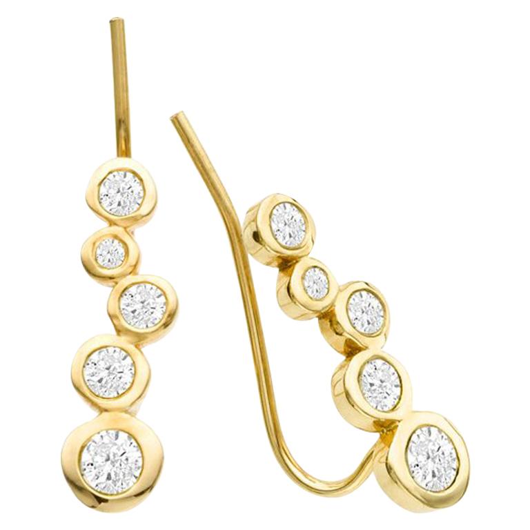 Boucles d'oreilles pendantes Hi June Parker en or jaune 14 carats avec un seul diamant 0,23 carat