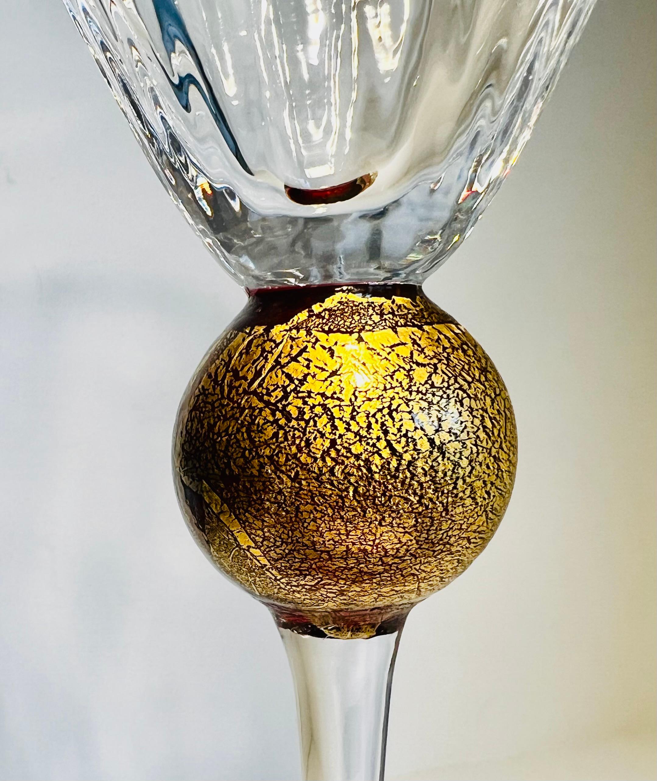 American Wine Glass by Union Street Glass “Manhattan Collection” 24K leafed Gold Ball