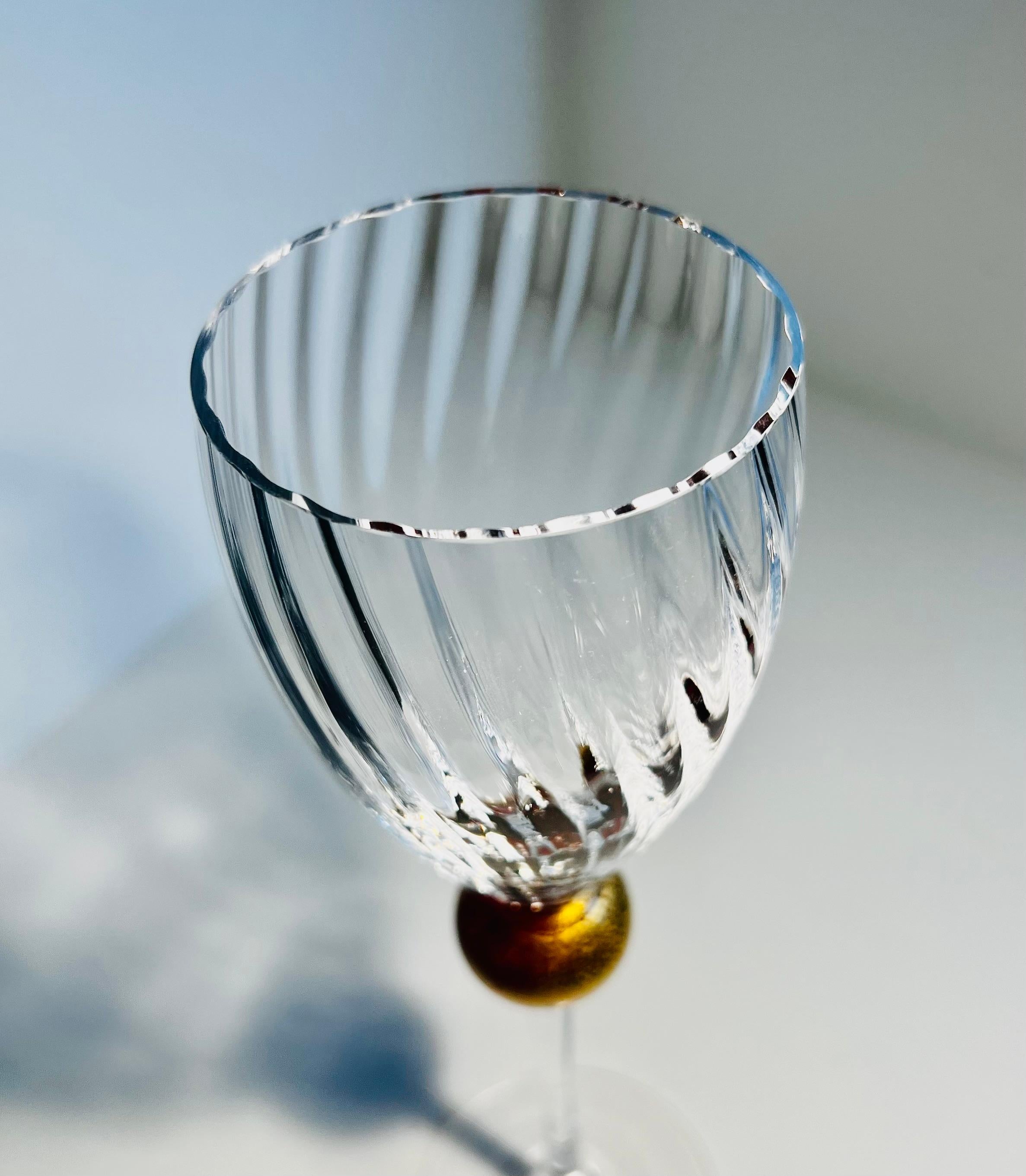 Blown Glass Wine Glass by Union Street Glass “Manhattan Collection” 24K leafed Gold Ball