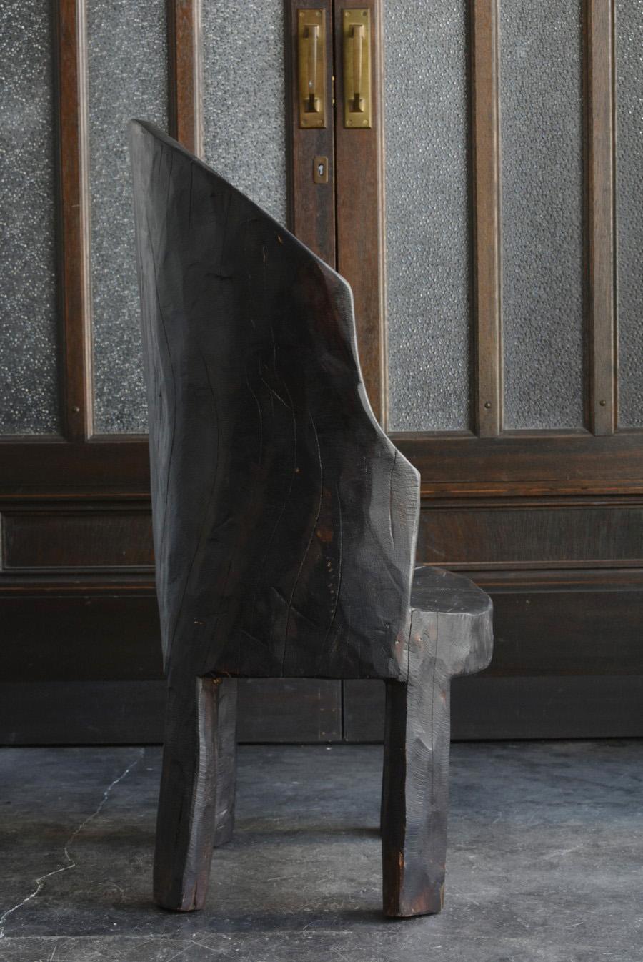 Single Wood Carved Black Old Chair Made by Indian Tribes, 20th Century, Modern 8
