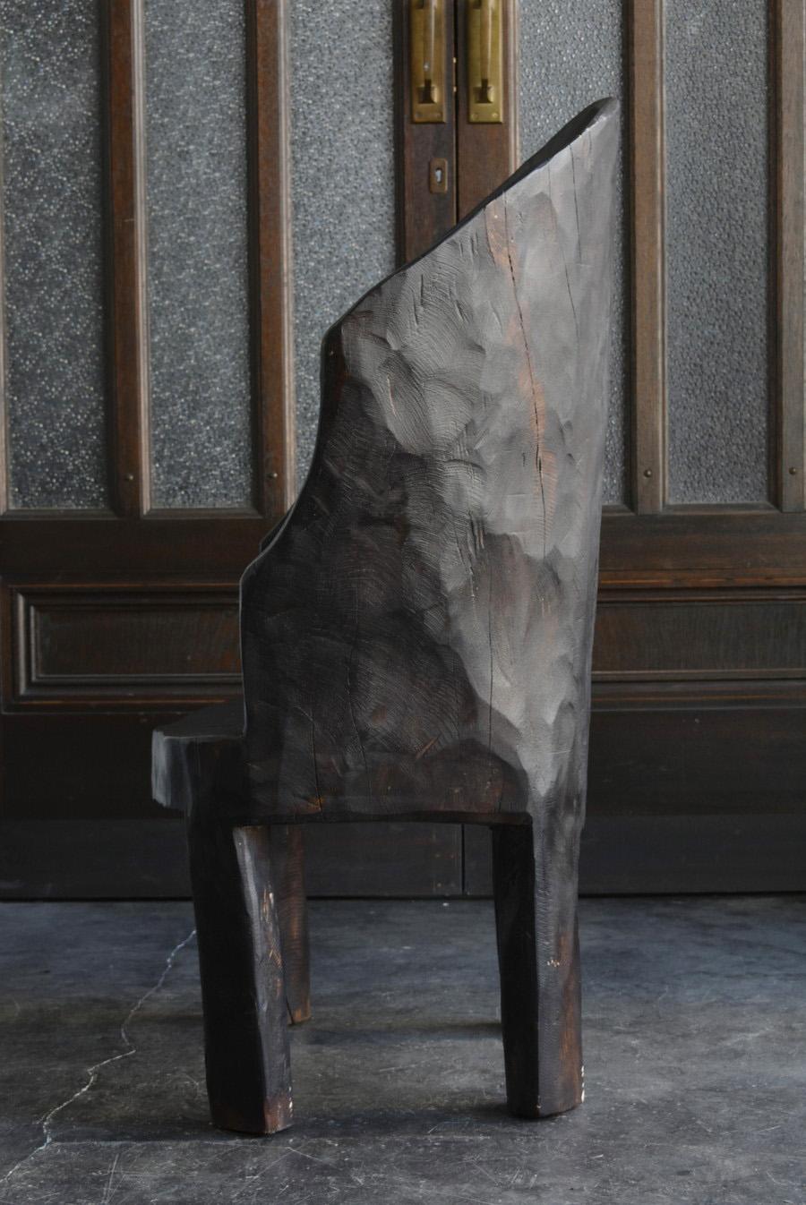 Single Wood Carved Black Old Chair Made by Indian Tribes, 20th Century, Modern In Good Condition In Sammu-shi, Chiba