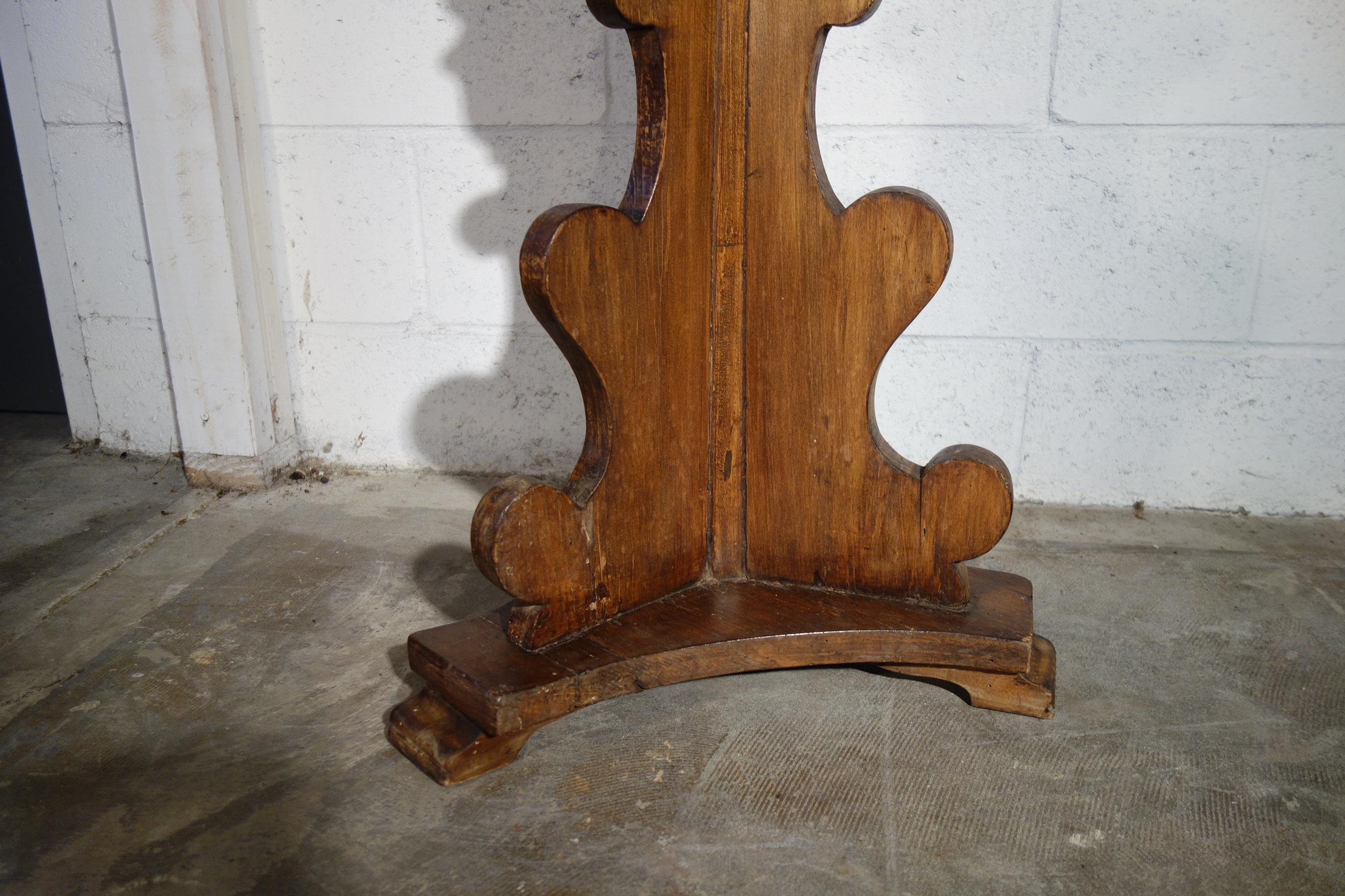 19th Century Italian Tuscan Single Hand Carved Wood Renaissance Candelabra In Good Condition For Sale In Encinitas, CA