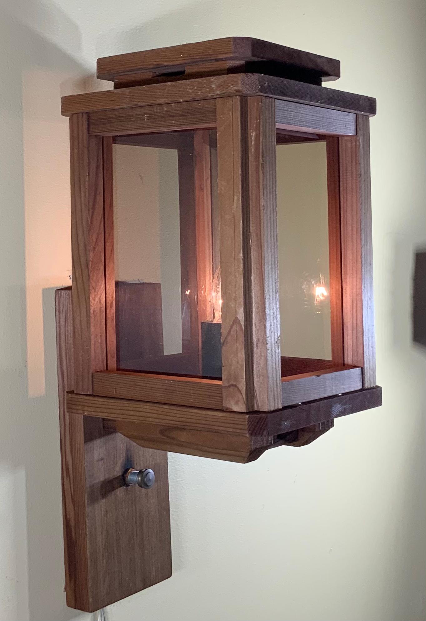 Late 20th Century Single Wood Wall Lantern For Sale