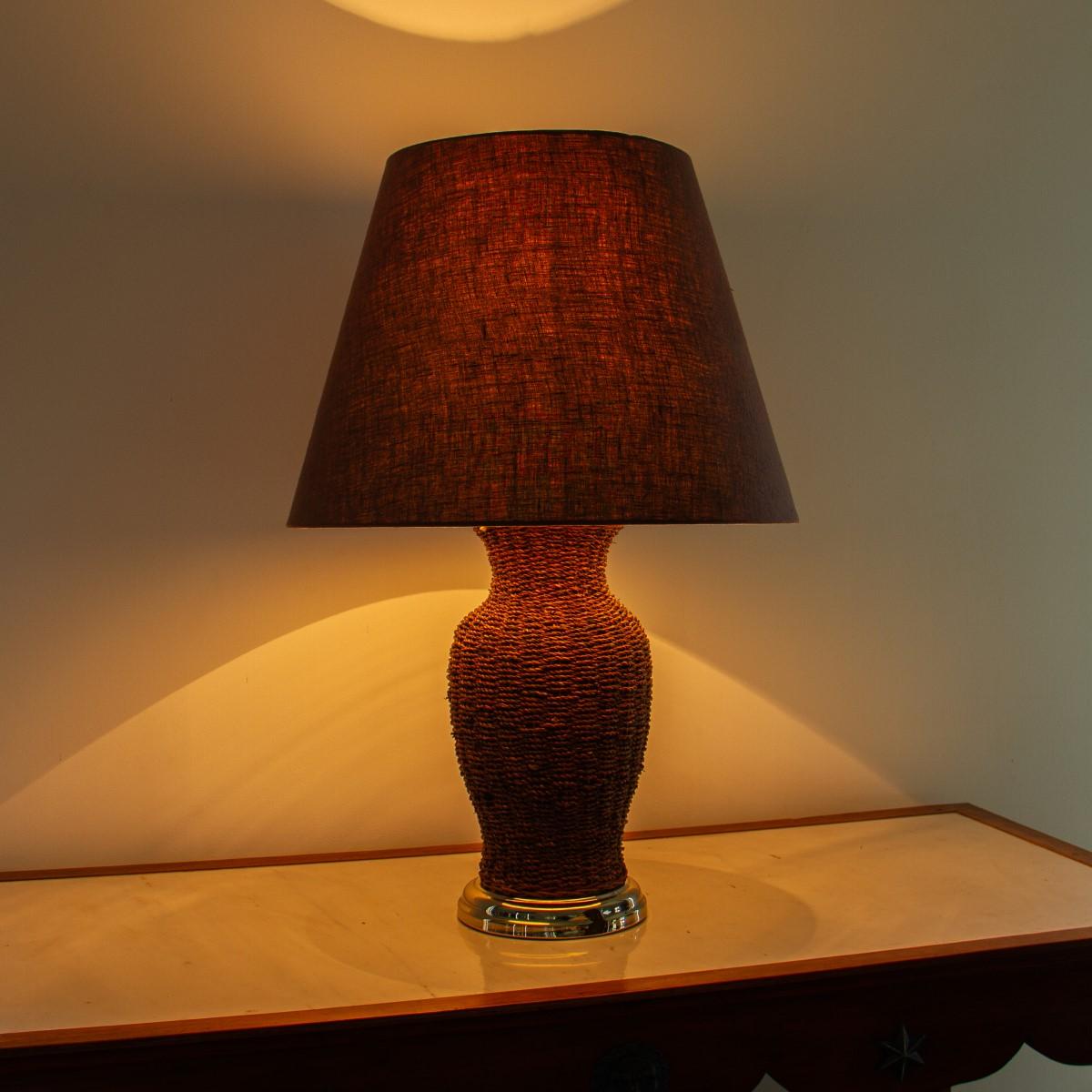 Single Woven Reed Lamp, 1970s In Good Condition In Donhead St Mary, Wiltshire