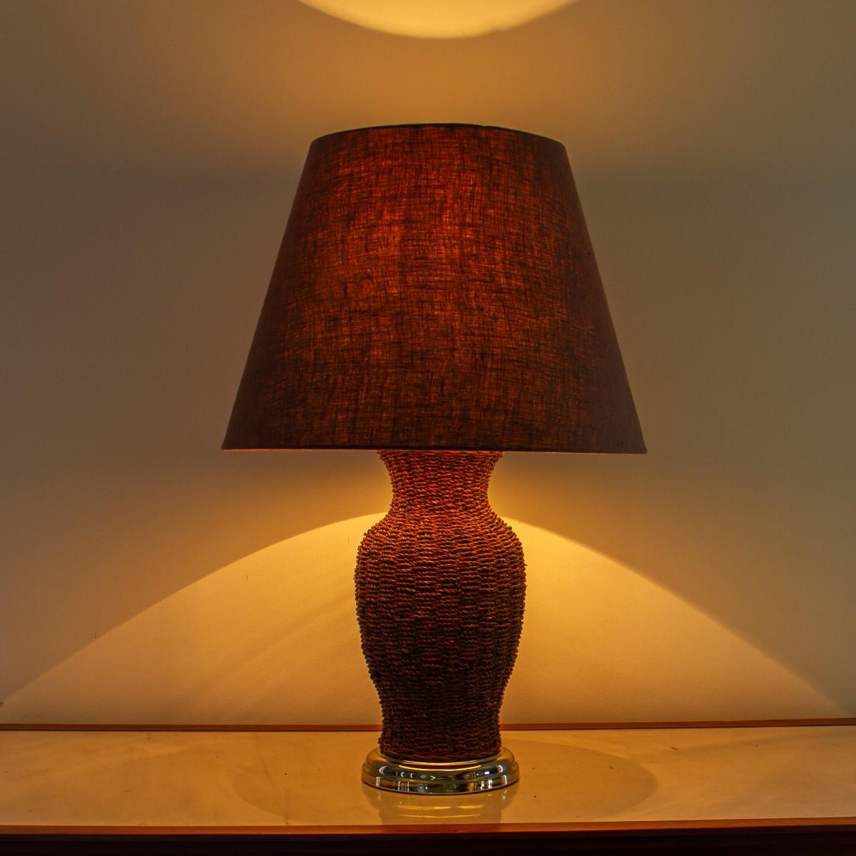 20th Century Single Woven Reed Lamp, 1970s