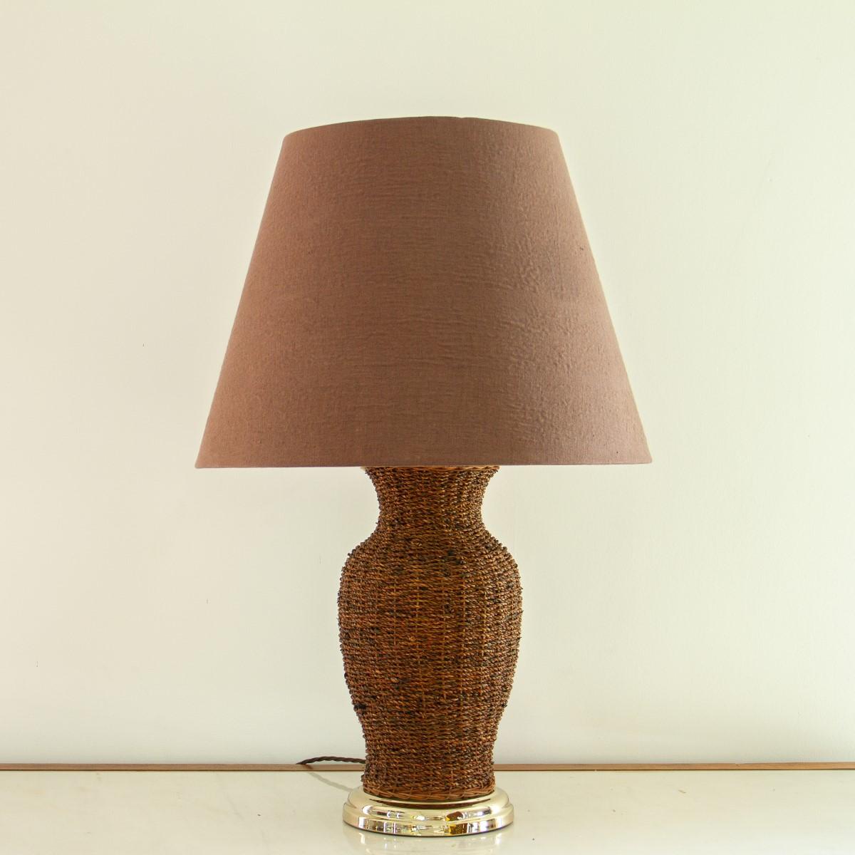 Single Woven Reed Lamp, 1970s 1