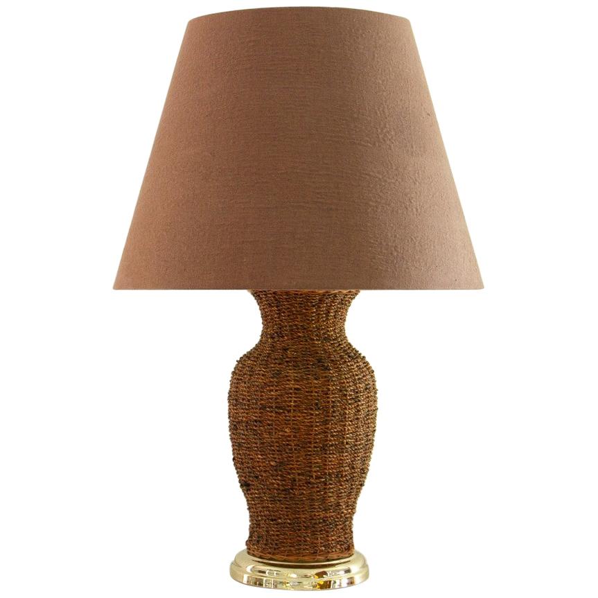 Single Woven Reed Lamp, 1970s