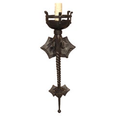 Single Wrought Iron Medieval Style Wall Sconce