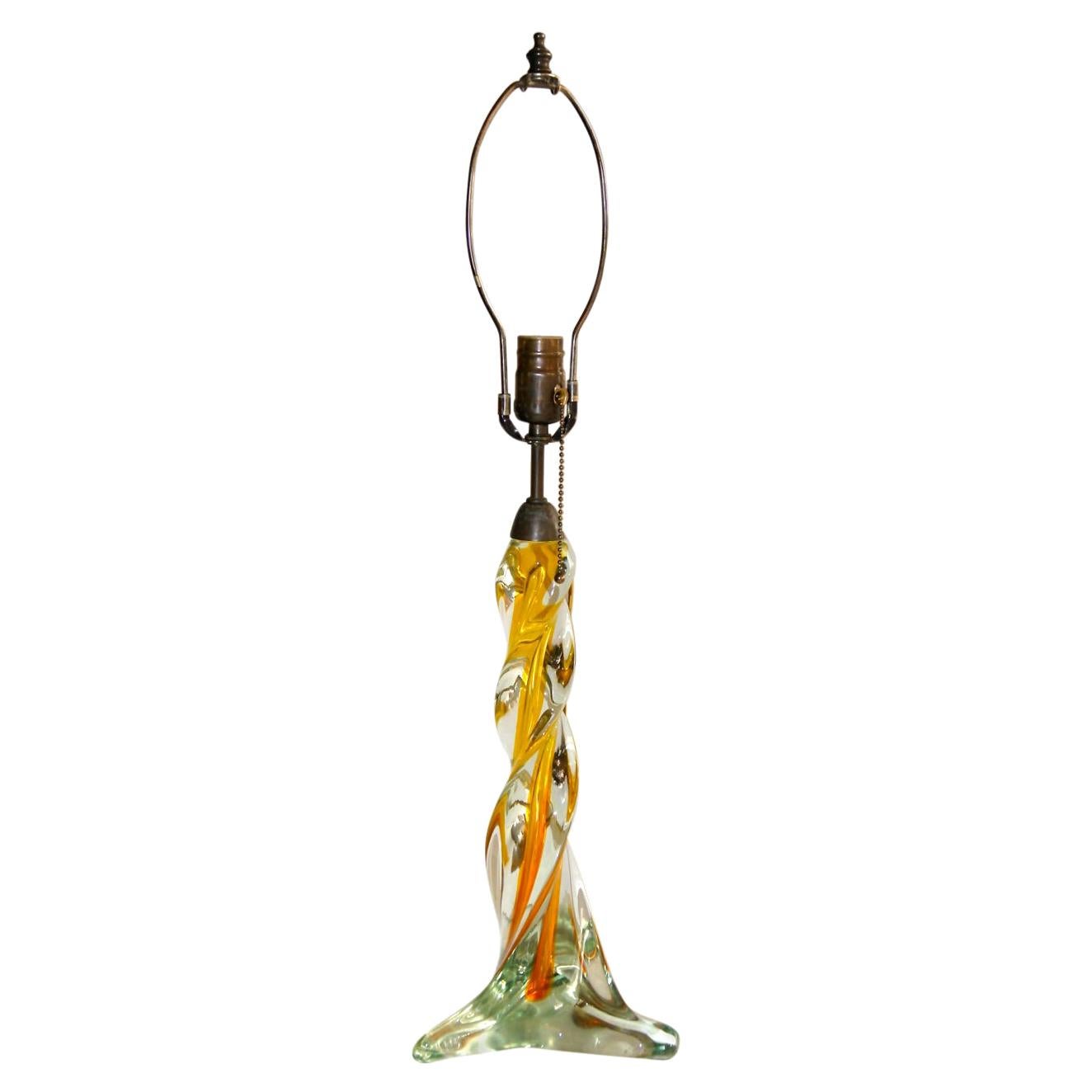 Single Yellow Murano Glass Table Lamp For Sale