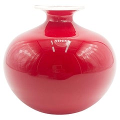 Singleflower Opaline Red Glass Vase by Venini 2006