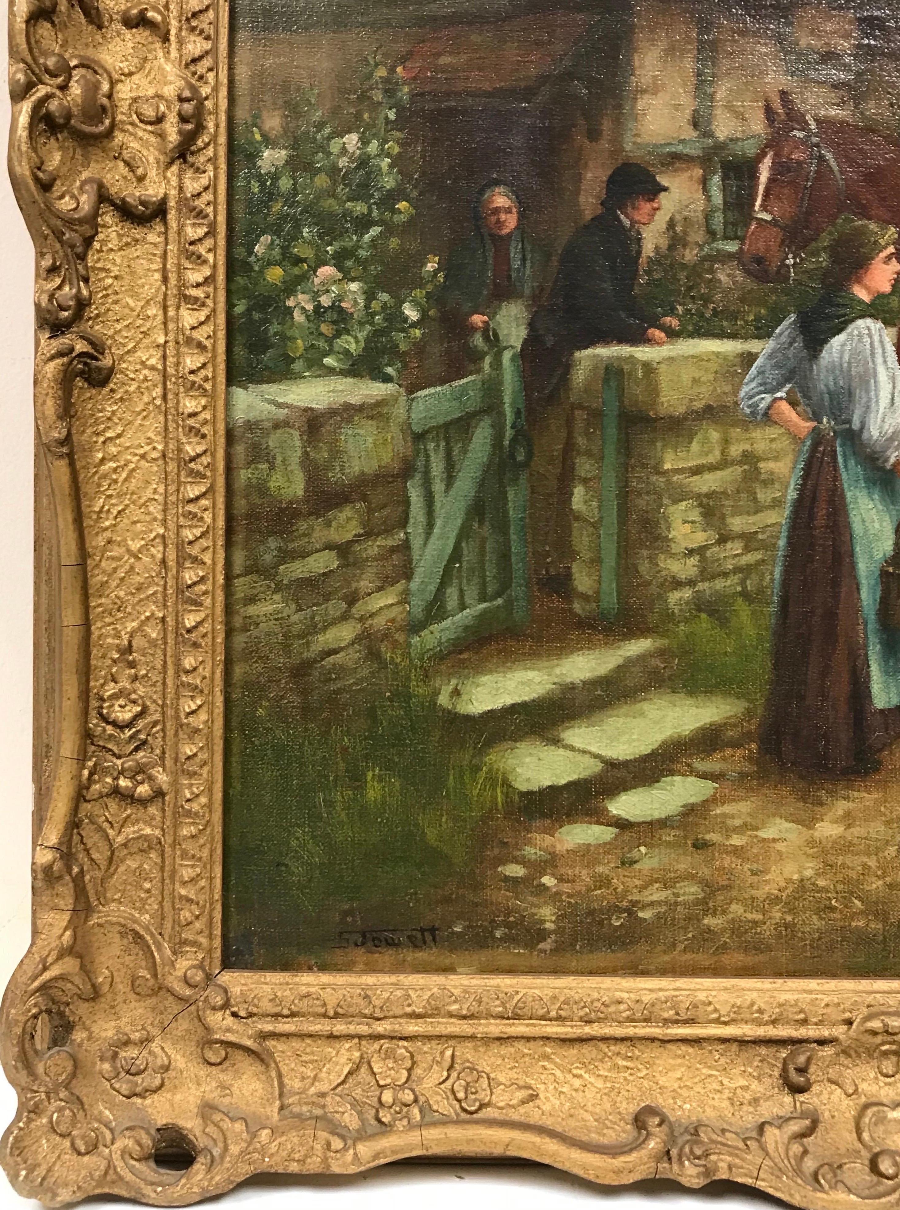 Artista/Escuela: Singleton Jowett (1878-1927), firmado

Título: Pausa para conversar

Técnica: Óleo sobre lienzo, enmarcado

Enmarcado: 24 x 20 pulgadas
Lienzo: 20 x 16 pulgadas

Procedencia: colección privada, Reino Unido

Estado de conservación: