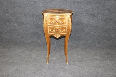 SinglGold Leaf Gilded Vernis Martin Painted French Louis XV Style Night Stand